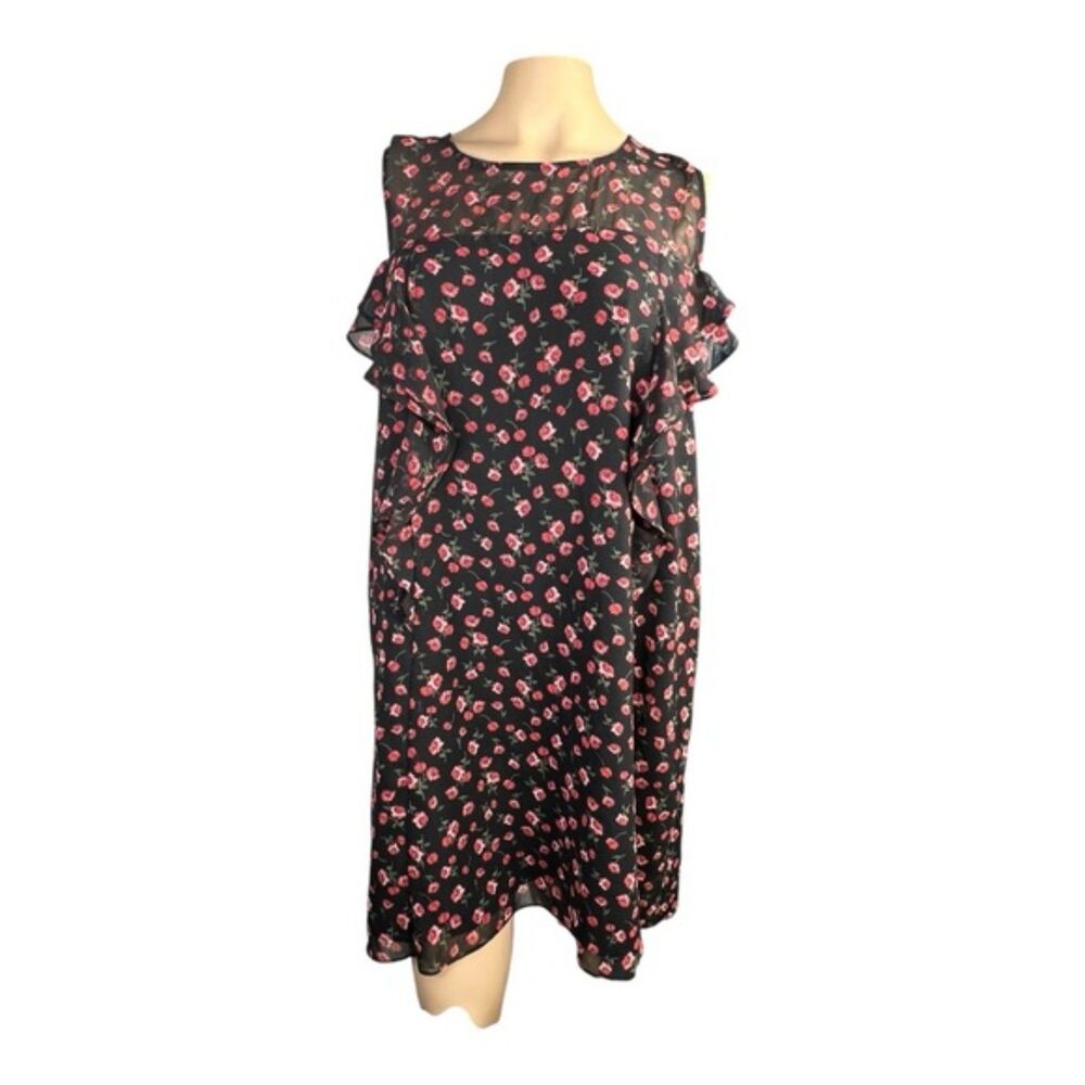 BCBG Generation Floral Cold Shoulder Dress – Size Large